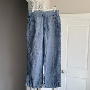 Athleta Retreat Linen Wide Leg Pant - Chambray Blue - Size 4 Petite